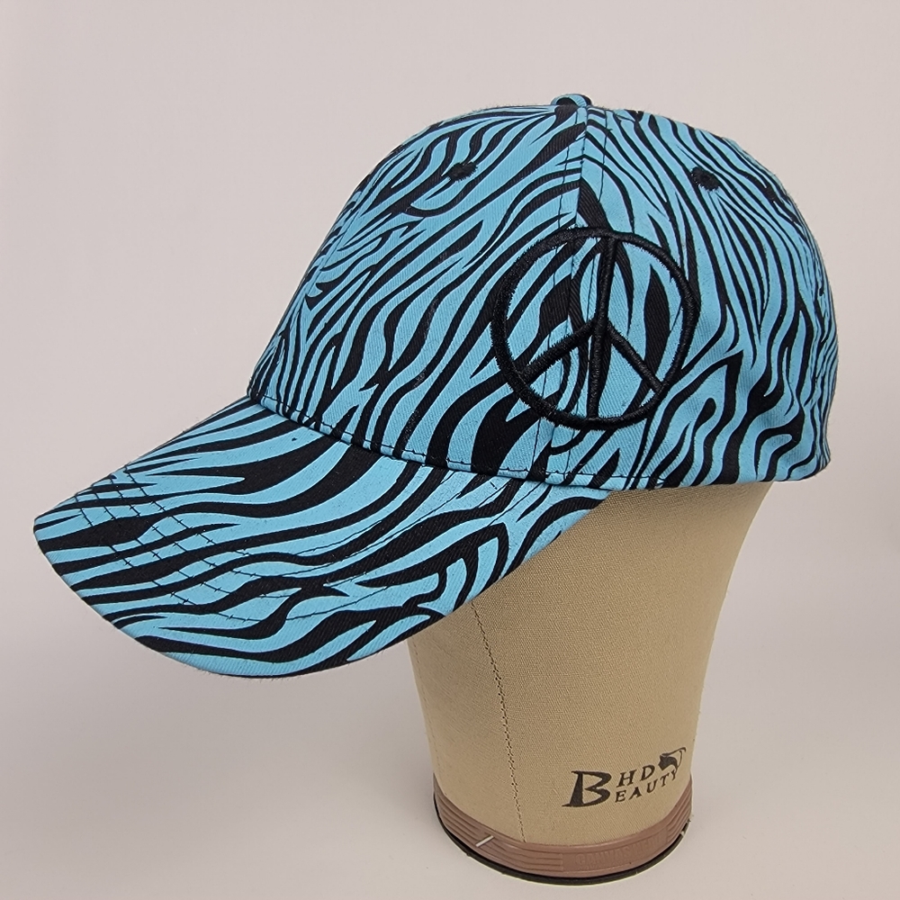 777 Lucky Zebra Striped Adjustable Unisex Baseball Cap Peace Logo Hat One Size